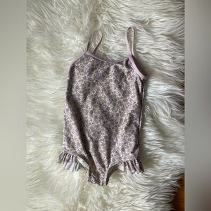 Jamie Kay Girls Floral One-Piece Swimsuit in Lavender and Cream